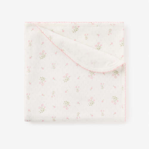 Folklore Floral Print Organic Cotton Pointelle Baby Blanket WHITE / 30X40