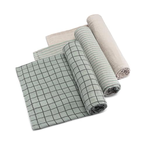 Parker Baby Swaddle Blankets - 3 Pack of 100% Cotton Muslin Swaddle Blankets for Baby Boys and Girls - Unisex/Gender Neutral - Sage