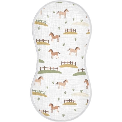 vvfelixl Muslin Burp Cloths Cute Horses Fences Baby Washcloths for Baby Girl Boys 2 Pack