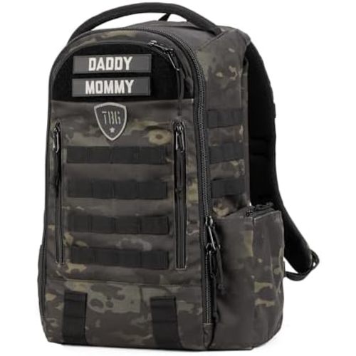 TBG - Mens Tactical Diaper Bag Backpack w/Built-in Changing Mat, Stroller Strap (Multicam Black 4th Gen)