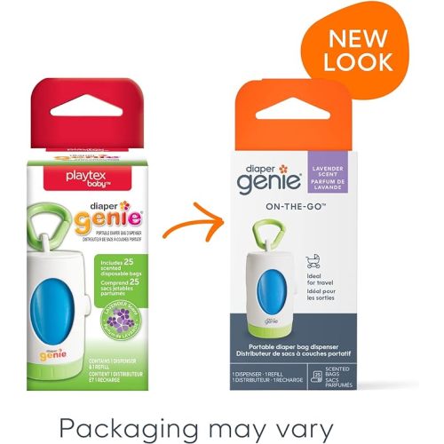 Diaper Genie Portable Diaper Bag Dispenser - Includes a refill with 25 lavender-scented disposable bags