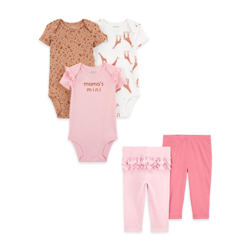Carter's Child of Mine Baby Girl Bodysuit and Pant Set, 5-Piece, Sizes Preemie-18 Months
