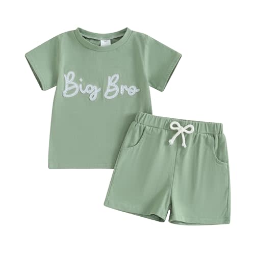 Twopumpkin Baby and Toddler Girl Boy Big Sister Little Sister Brother Matching Outfits Romper/T Shirt Shorts Summer Clothes