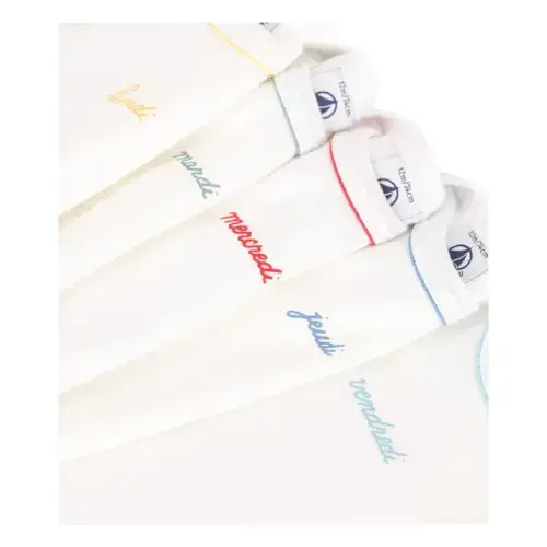 Petit Bateau - Batch 5 Bodies Semainier Organic Cotton - Ecru | Smallable