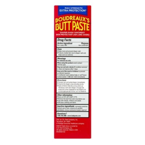 Boudreaux's Butt Paste Maximum Strength Diaper Rash Ointment Tube - 4oz
