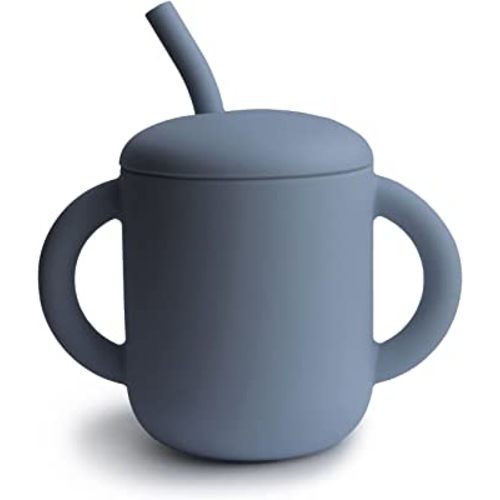 mushie 100% Silicone Training Cup & Straw for Toddlers | 6 Months+ (Tradewinds)
