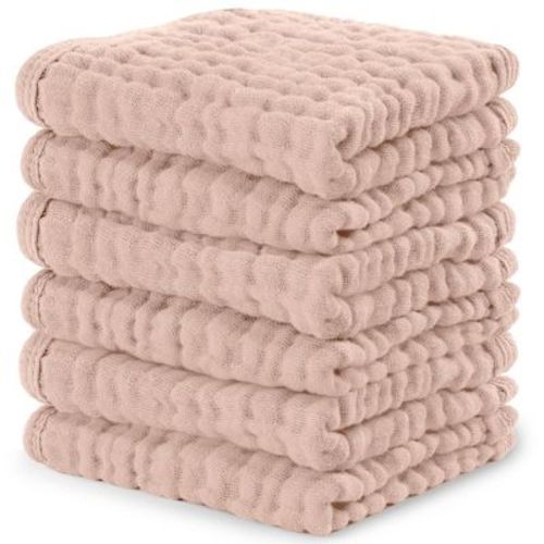 Baby Washcloths Muslin Cotton, Large 10”x10” by Comfy Cubs (Sage, Pack of 6)