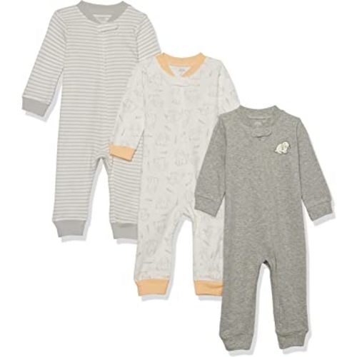 Amazon Essentials Unisex Babies' Cotton Footless Zip-Front Sleep and Play, Pack of 3