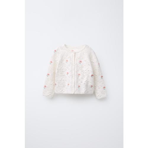 FLORAL KNIT JACKET - Ecru | ZARA United States