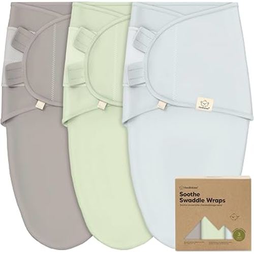 3-Pack Organic Baby Swaddle Sleep Sacks - Swaddles for Newborns, Infant 0-3 Months, Baby Girls, Boys, Soft & Snug Newborn Sleep Sack, Nursery Swaddling Blankets (Ripple)