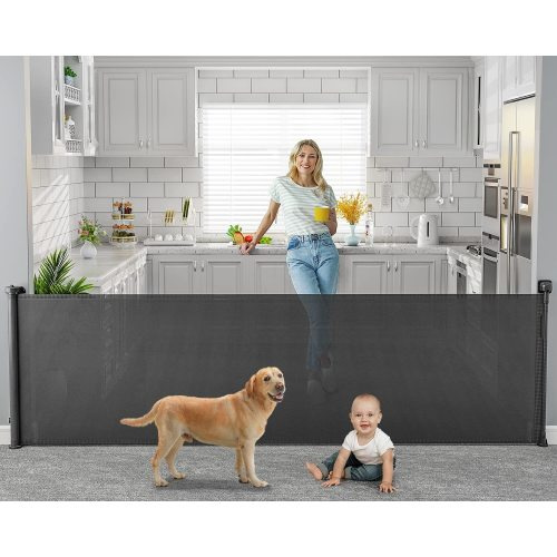 Babyomi Extra Wide Retractable Baby Gate, 118" Wide, Black
