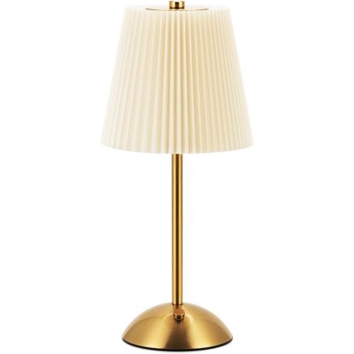 Cordless Rechargeable Table Lamp 3-Color Dimmable Touch Control, 3000mAh Battery Operated Portable Light Beige Fabric Shade for Bedroom, Living Room, Office, Nursery, Bathroom ( Antique Brass, Gift )