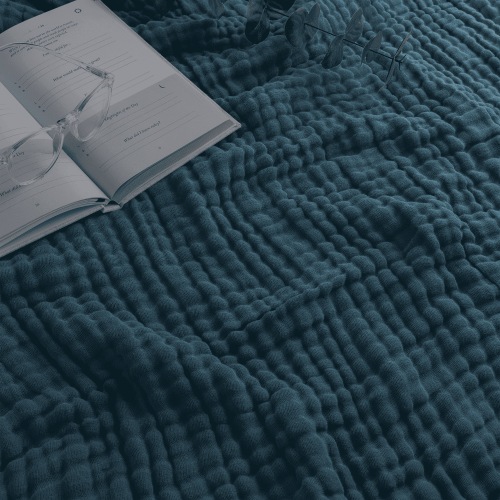 Comfy Cubs Muslin Blanket, Large Size 50” x 60”, 6 Layer Cooling Cotton Softness (Neptune, Throw)