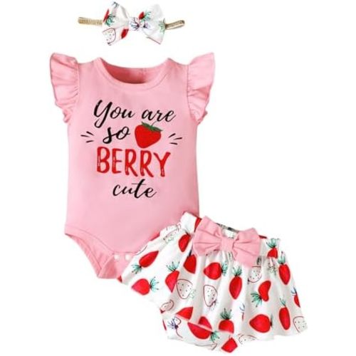 Baby Girl Outfit Baby Strawberry Print Clothes Infant Girl Cute Summer Outfit