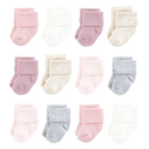 Hudson Baby Unisex Cotton Rich Newborn And Terry Socks, Mauve Neutral, 6-12 Months