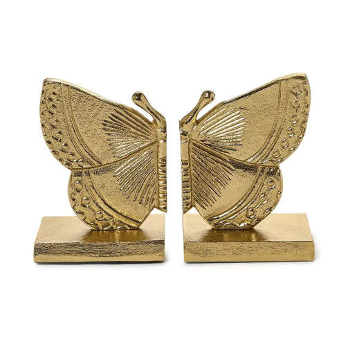 Fluttering Golden Butterfly Bookends