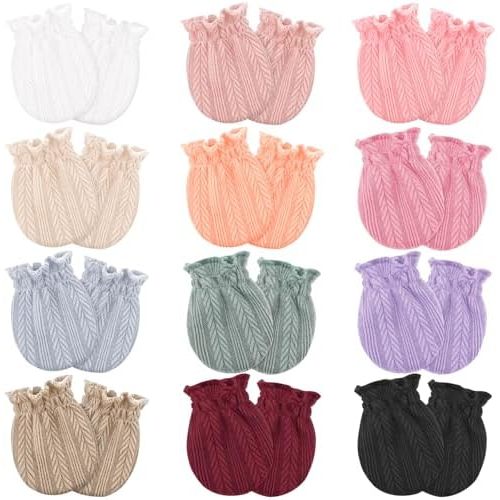 BQUBO 12 Pairs Baby Mittens Newborn Infant Toddler Mittens No Scratch Cotton Elastic Wrist Gloves for Boys Girls 0-6 Months