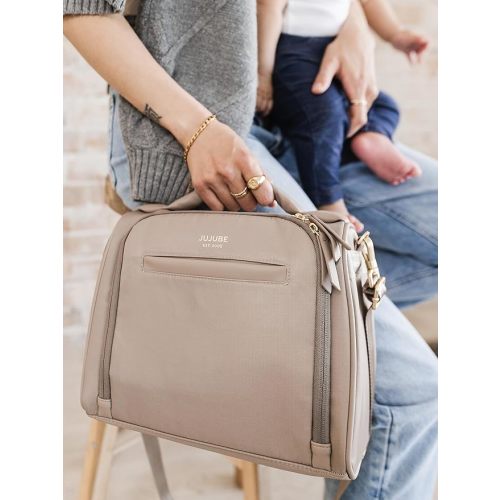 JuJuBe New Insulated Bottle Bag, Breastmilk Storage Bag for Baby Bottles, Travel Insulated Lunch Bag or Cooler Bag with Waterproof Lining for Nursing, Milk, Food, Baby Formula, Snacks, Daycare, Taupe