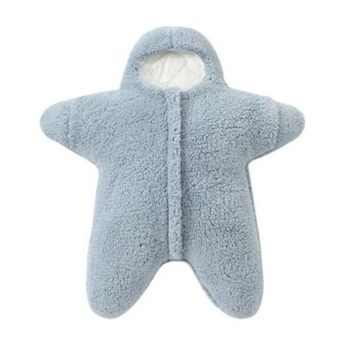 Baby Soft Warm Swaddling Quilt Newborn Infant Starfish Shaped Wearable Swaddling Receiving Plush Blanket Plush Sleeping Bag Blue 0-6 Months