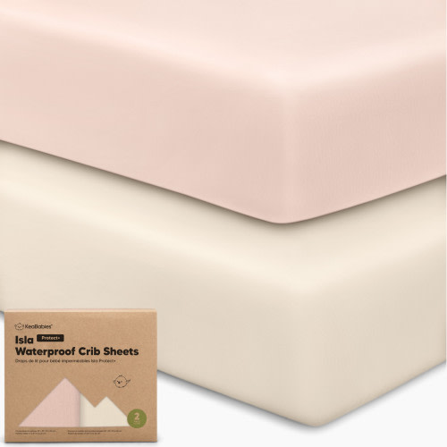 KeaBabies 2-Pack Isla (Protect+) Waterproof Crib Sheets - Cameo