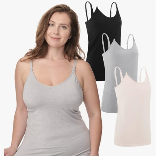 Under Control Nursing Cami Tank Tops for Breastfeeding Women Nursing Tops Maternity Shirts, Camisoles with Built in Bra 3Pack