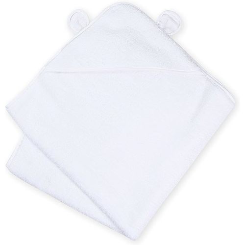 Natemia Organic Hooded Baby Bath Towel - Ultra Soft Cloud Touch Cotton - Absorbent Hooded Bath Towel for Newborns, Babies, and Toddlers - Baby Registry Must-Have - White