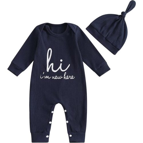 MERSARIPHY Newborn Baby Boy Girl Clothes Hi I'm New Here Coming Home From Hospital Outfits Gender Neutral One Piece Romper