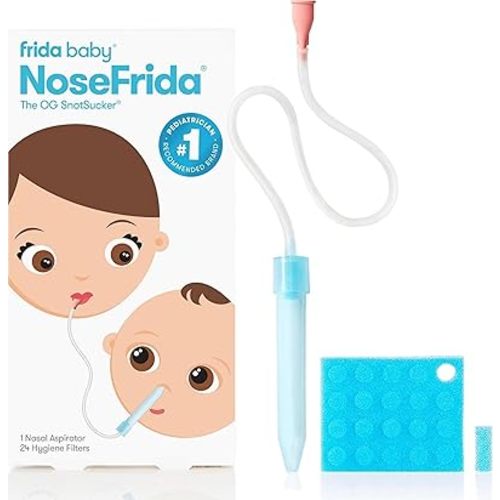 Frida Baby NoseFrida SnotSucker for Baby, Nasal Aspirator for Baby, Nose Sucker Baby Nasal Aspirator for Baby, Congestion Relief with 24 Extra Hygiene Filters