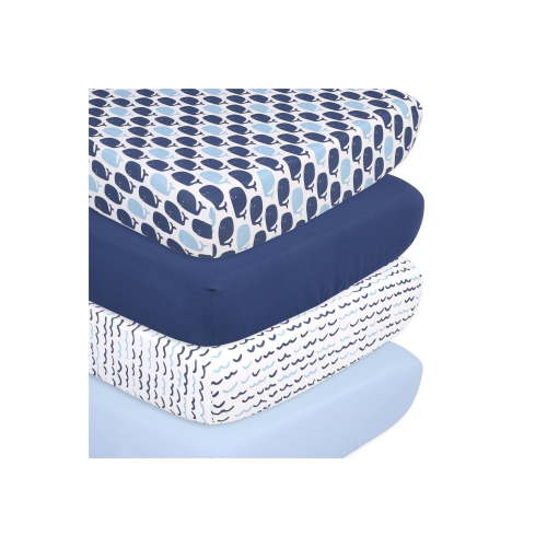 Fitted Crib Sheets - Blue Nautical - 4pk