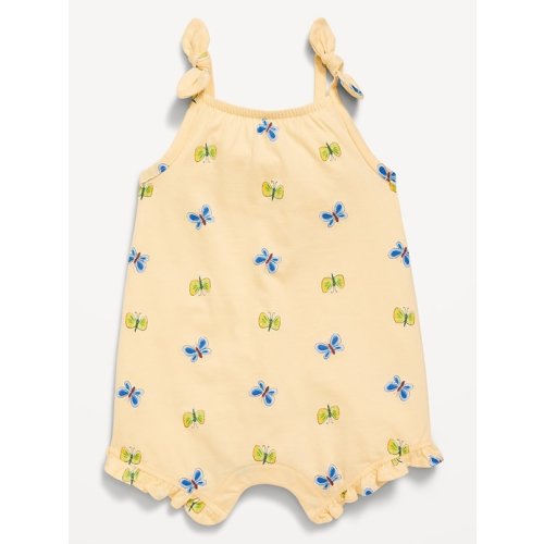 Sleeveless Tie-Knot Graphic One-Piece Romper for Baby