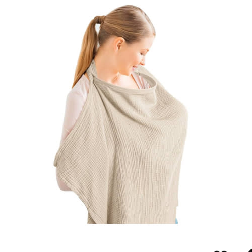 Konssy Muslin Nursing Cover for Baby Breastfeeding, Breathable 100% Cotton Breastfeeding Cover with Rigid Hoop for Mother Nursing Apron, Multi-use Carseat Canopy (Summer Wheat)