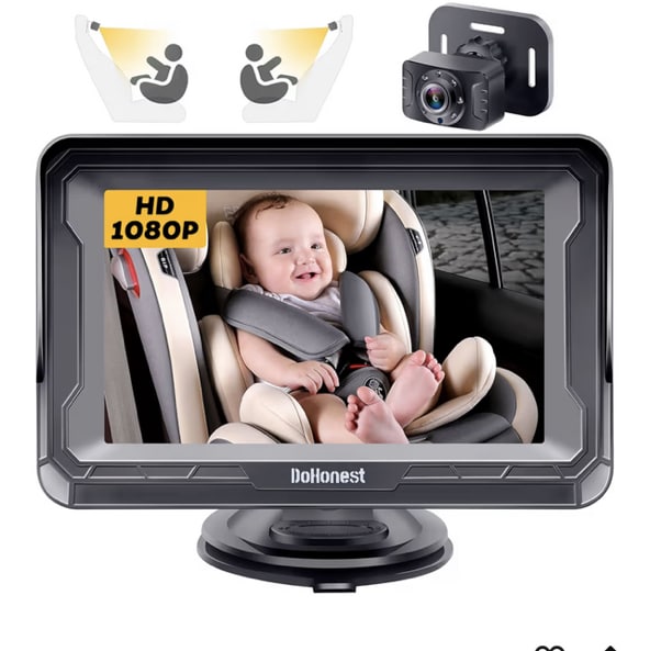 DoHonest Baby Car Camera HD 1080P - Rear-Facing Car Baby Monitor with Night Vision, Adjustable View Angle, Easy Setup, Anti-Glare Display, Safety for Kids & Infants
