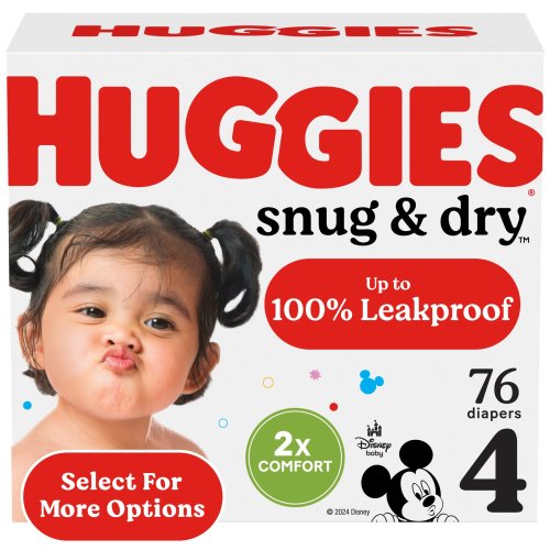 Huggies Snug & Dry Baby Diapers, Size 4 (22-37 lbs), 76 Ct (Select for More Options)