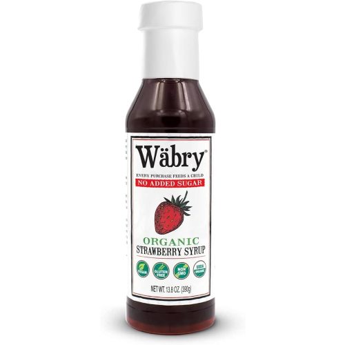 Wäbry Organic Strawberry Syrup No Added Sugar – 13.8oz (390g), Sweetened with Stevia & Erythritol, Natural Fruit Syrups for Drinks, Pancakes, Shaved Ice, Ice cream, Non-GMO, Dye-Free Snow Cone Syrup