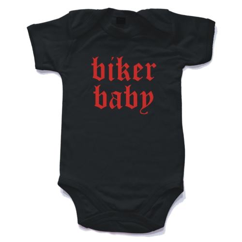 Biker baby babygrow. Babygro baby suit vest in sizes from 0-3 up to 12-18 months and 8 colours