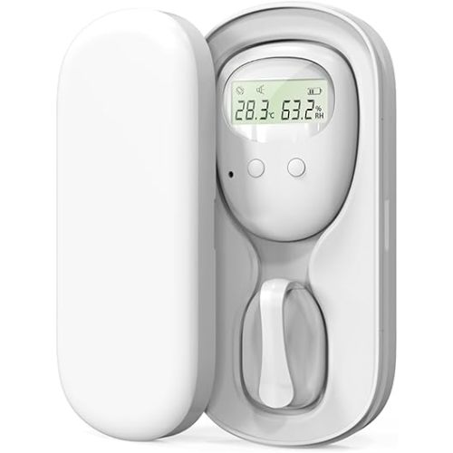 Wireless Bed Wetting Alarm, Bedwetting Alarm w Charging Box, 65ft Range, Temperature/Humidity Display, 80db Sound & Vibration- Potty Training, Pee Alarm for Kids Boys, Girls, Elderly, Older