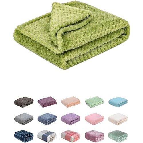 Fuzzy Blanket or Fluffy Blanket for Baby, Soft Warm Cozy Coral Fleece Toddler, Infant or Newborn Receiving Blanket for Crib, Stroller, Travel, Decorative (28Wx40L, XS-Avocado)