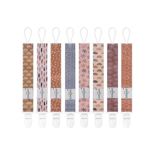 Babygoal Pacifier Clips 8 Pack, Pacifier Holder Clips for Baby Boys and Girls Fits for Most Pacifier, Binkie Styles & Baby Teethers & Toys and Gift-Neutral Color 8PB25