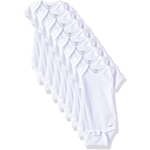 Gerber unisex-baby 8-pack Short Sleeve Onesies Bodysuits - 3-6 Months - Solid White