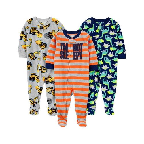 Simple Joys by Carter's Toddlers and Baby Boys' Loose-Fit Flame Resistant Fleece Footed Pajamas, Pack of 3