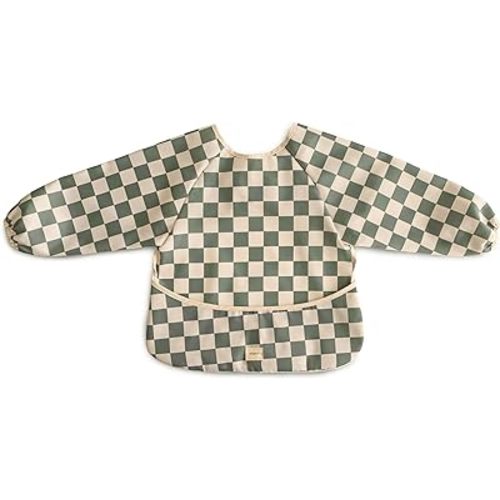 mushie Long Sleeve Baby Bib | Water Resistant Adjustable Fit for Ages 6-24 Months