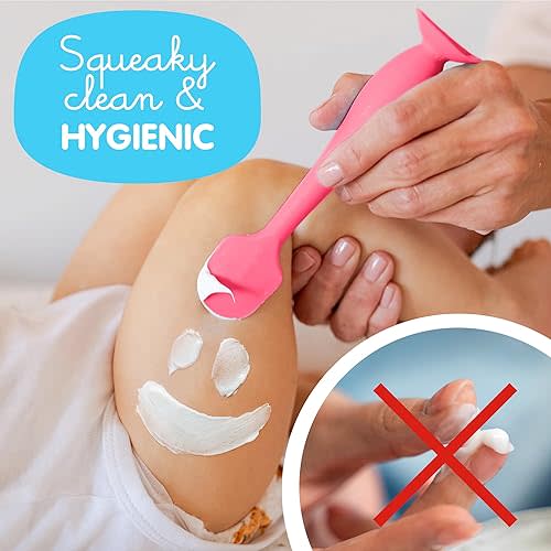 Bumco Baby Bum Brush + Mini Baby Diaper Cream Spatula with Case - BPA-Free Silicone Diaper Spatula with Suction Cup, Wipe-Clean, Mom-Invented Butt Paste Applicator (Pink & Pink)