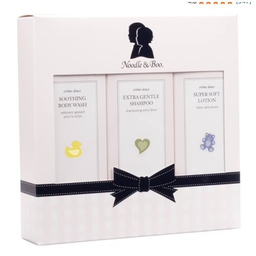 Noodle & Boo Starter Set, Newborn Baby Gift; Super Soft Baby Lotion and Newborn 2-in-1 Hair & Body Wash, 8 Oz of each, Navy/Pink
