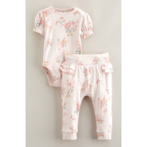 Print Cotton Bodysuit & Ruffled Joggers Set, Newborn
