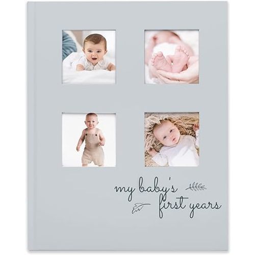 Baby Memory Book for Girls, Boys - 66 Pages Hardcover First 5 Years Newborn Journal, Milestone Baby Book Keepsake for New Parents, Minimalist Gifts, Milestone Photo Album, Gender Neutral (Dust Gray)