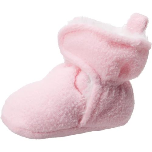 Hudson Baby Unisex Baby Cozy Fleece and Faux Sherpa Booties - 0-6 Months Infant - Light Pink