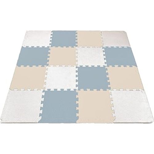MioTetto Foam Floor Tiles for Kids - Non-Toxic Comfortable Baby Play Mat and Interlocking Foam Tiles, Fits with 50x50 Playpen Mat for Crawling & Development, Soft Play Mat for Babies 6-12 Months