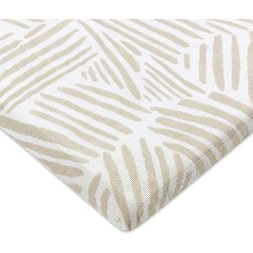 Babyletto 100% Organic Cotton All-Stages Bassinet Sheet, GOTS-Certified, Fitted 360°, Ultra-Soft and Breathable Muslin - Oat Stripe