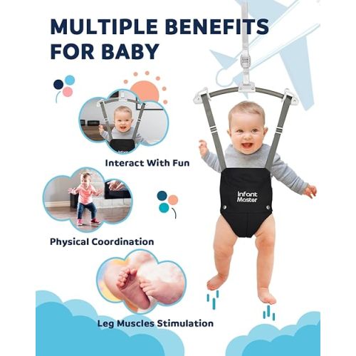 Infant Master Baby Doorway Jumpers, Sturdy Johnny Jumper Adjustable 10.8"-23.6" Strap, Soft Baby Johnny Bouncer w/Seat Bag, Protable Doorway Jumper and Boucer for Baby, Ideal Gift for Infant