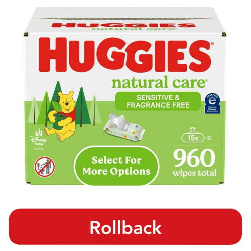 Huggies Natural Care Sensitive Baby Wipes, Unscented, 15 Pack, 960 Total Ct (Select for More)